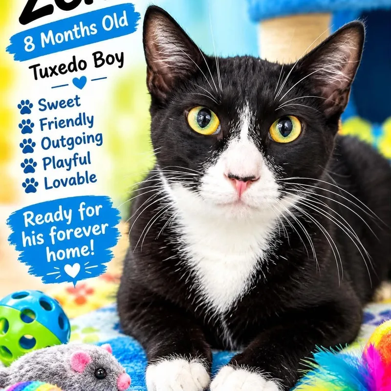 A baby medium-sized male Black & White / Tuxedo Domestic Short Hair cat named Zeke for adoption in Antioch, CA