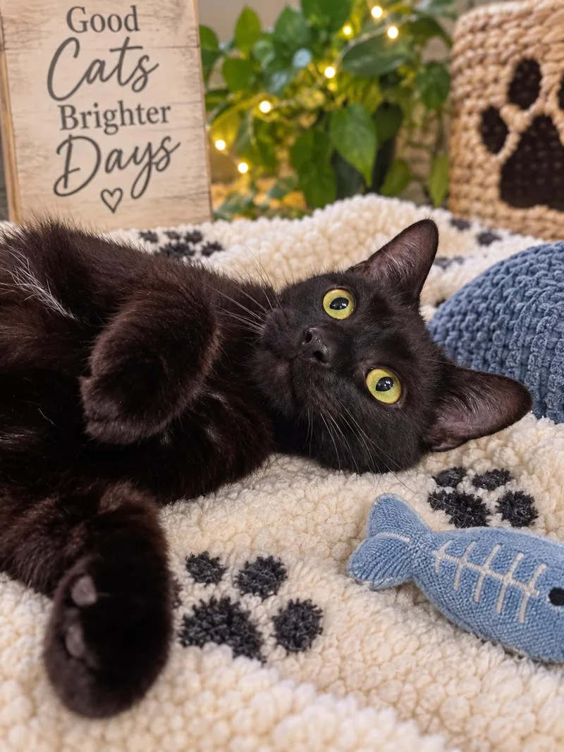 An adult medium-sized male Black Domestic Short Hair cat named Slinky for adoption in Saginaw, MI