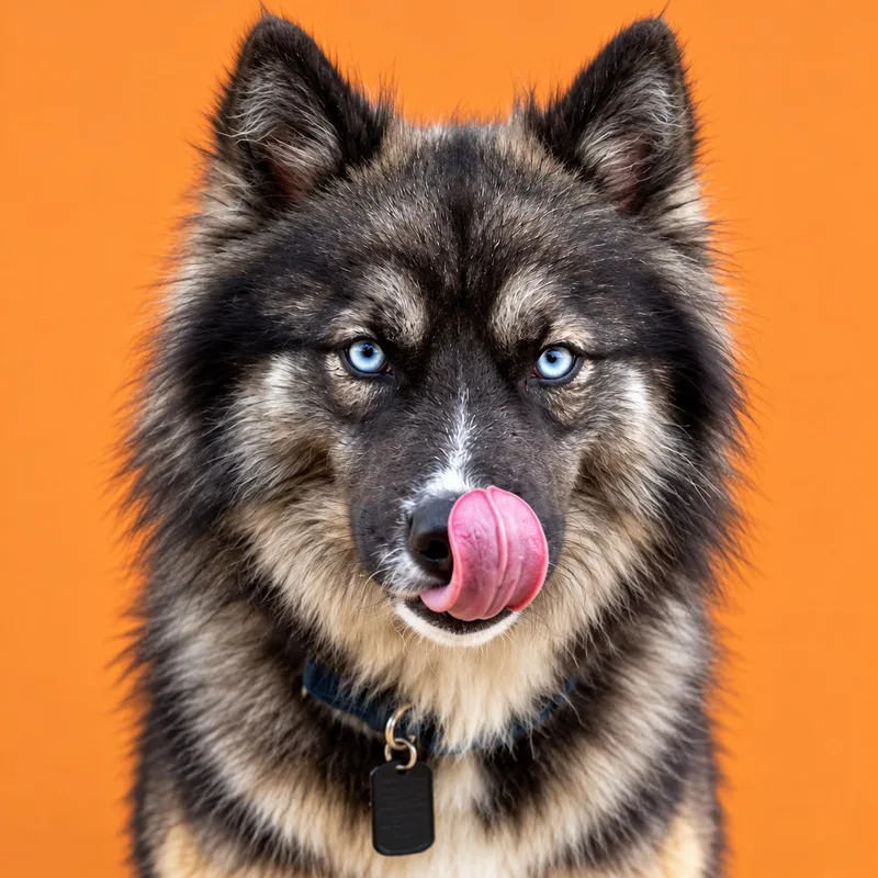 An adult large-sized male Black Husky dog named Oso for adoption in Scottsville, KY