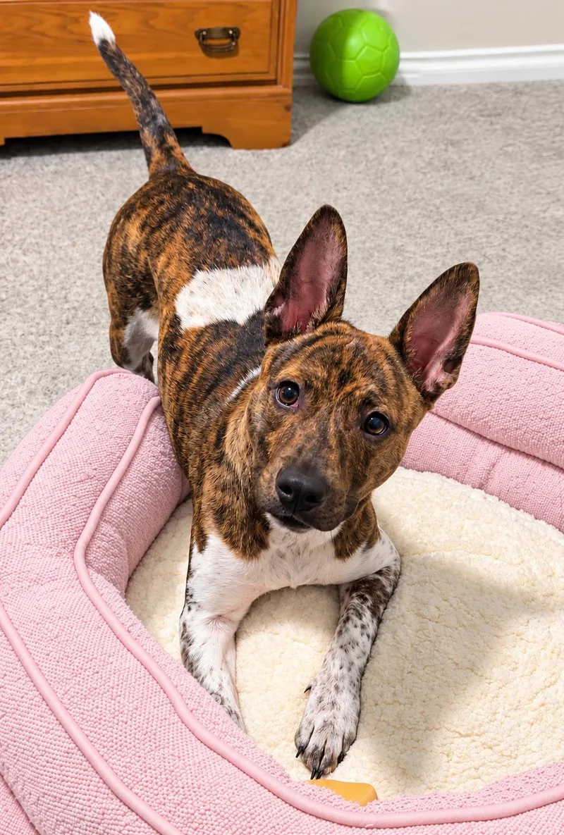 A young medium-sized female Dutch Shepherd dog named Angel for adoption in Dallas, TX
