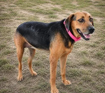 An adult medium-sized female Bicolor Treeing Walker Coonhound dog named Gretchen for adoption in Inverness, FL