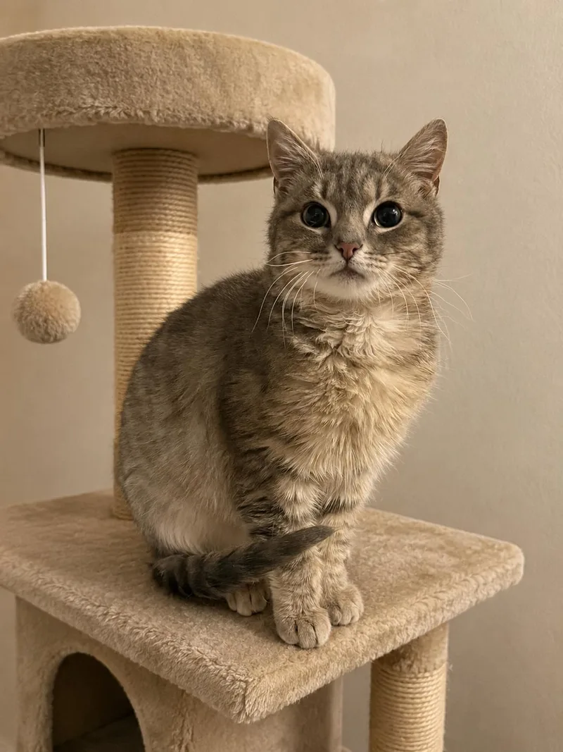 A baby medium-sized female Tabby (Gray / Blue / Silver) Domestic Short Hair cat named Mopsy for adoption in Old Bridge, NJ