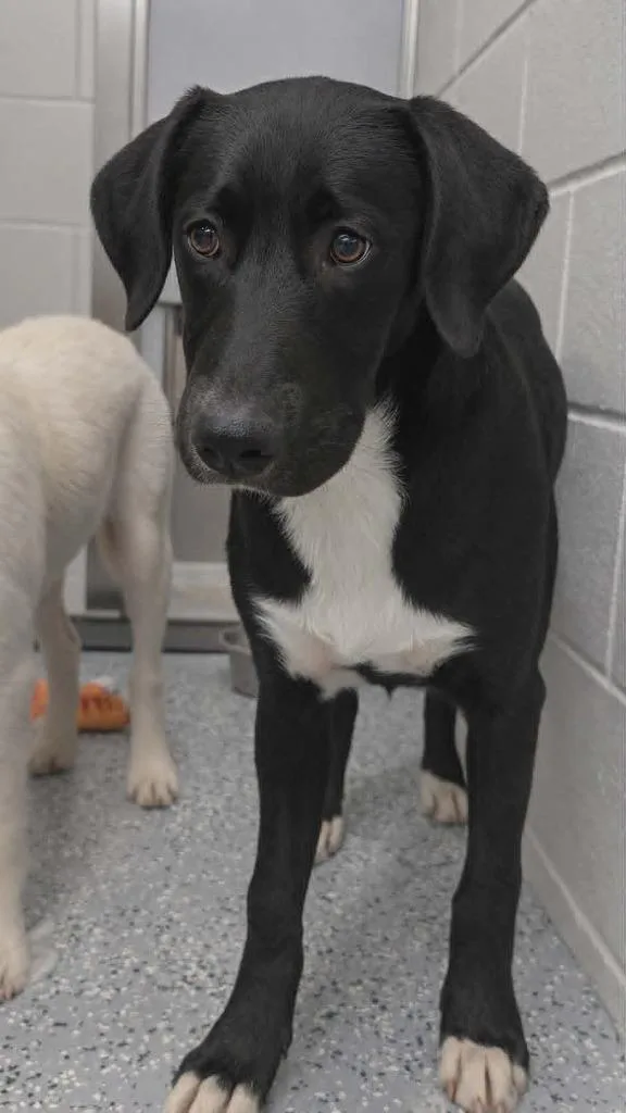 A baby medium-sized male Labrador Retriever dog named Justin for adoption in Seven Points, TX