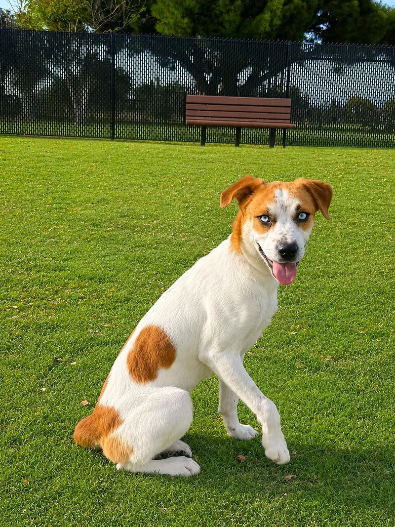 A young medium-sized female Australian Cattle Dog / Blue Heeler dog named Cleo for adoption in Orange, CA