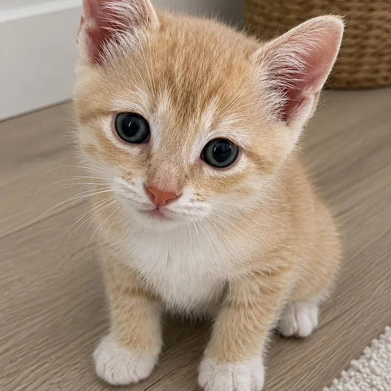 A baby small-sized male Buff / Tan / Fawn Domestic Short Hair cat named Hot Tamale for adoption in Tustin, CA