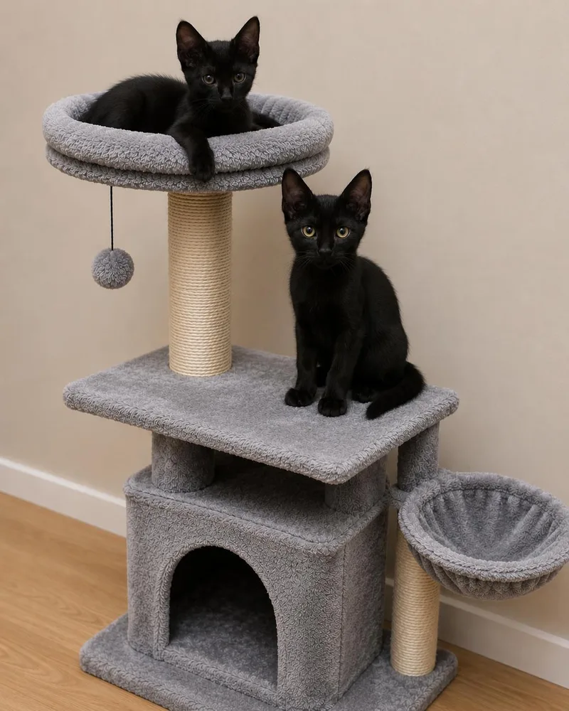 A young medium-sized male Black Domestic Short Hair cat named Bruin and Bear for adoption in Belchertown, MA