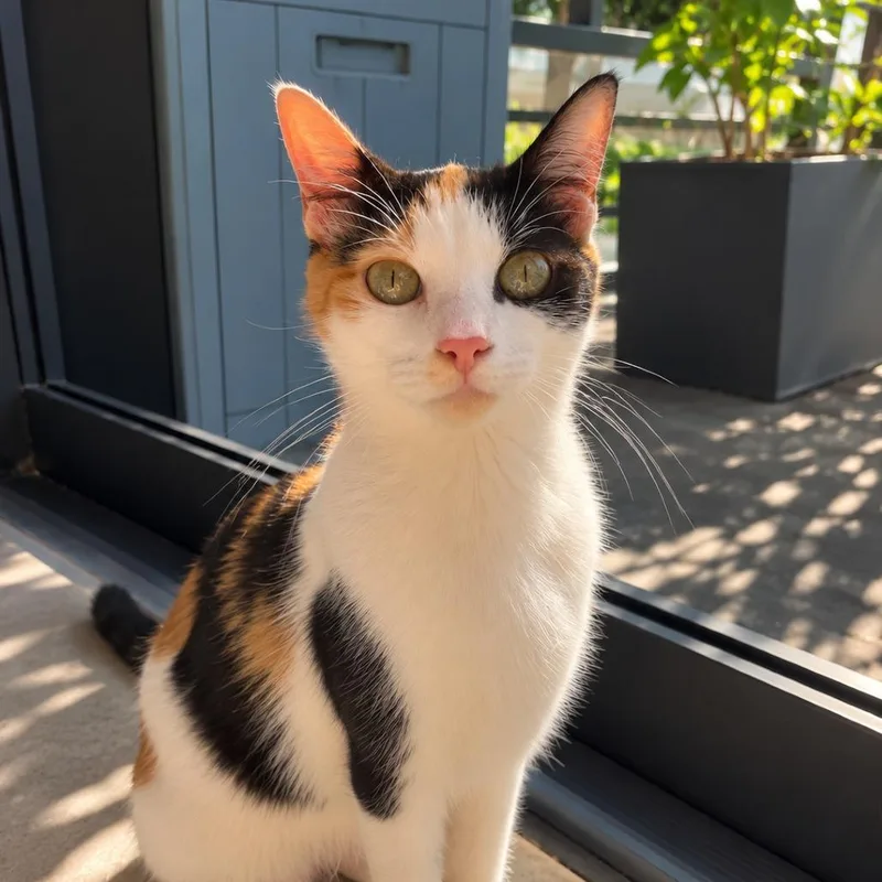 A young medium-sized female Calico Domestic Short Hair cat named Annie for adoption in Boston, MA