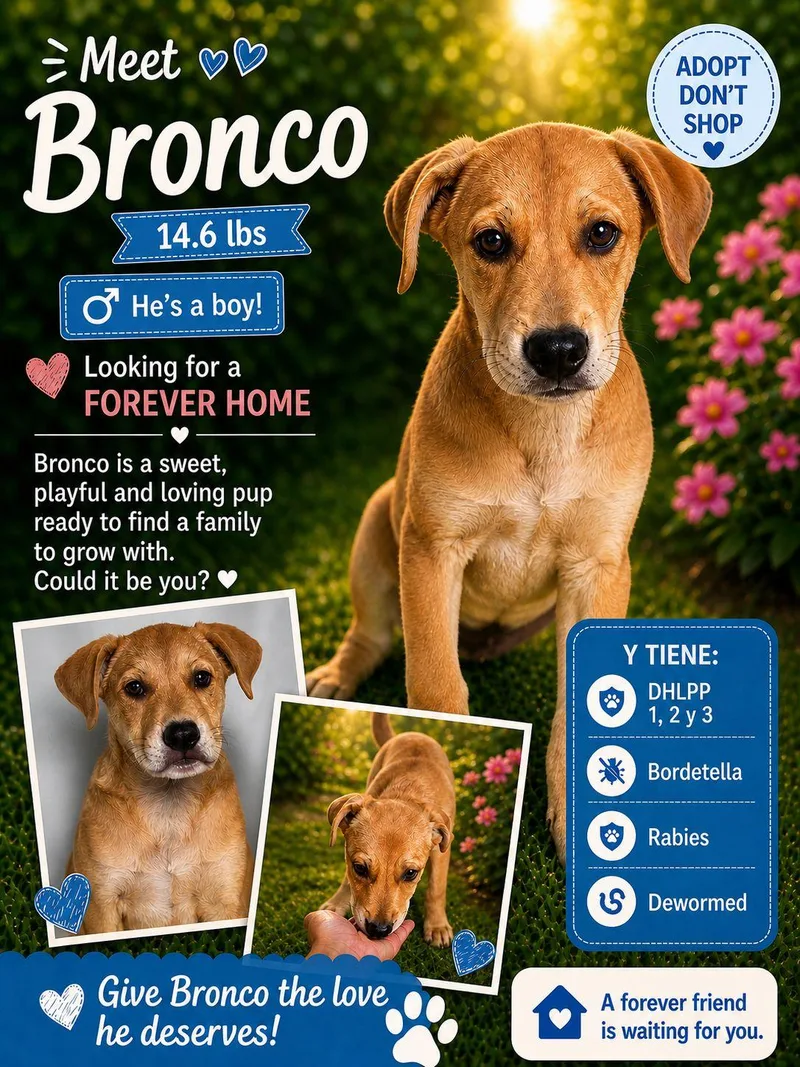 A baby medium-sized male Retriever dog named Bronco for adoption in Jenkintown, PA