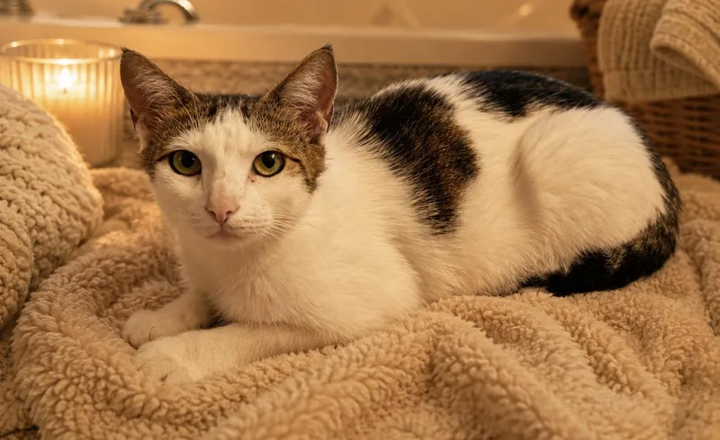 A young medium-sized female White Domestic Short Hair cat named Ella for adoption in Staten Island, NY