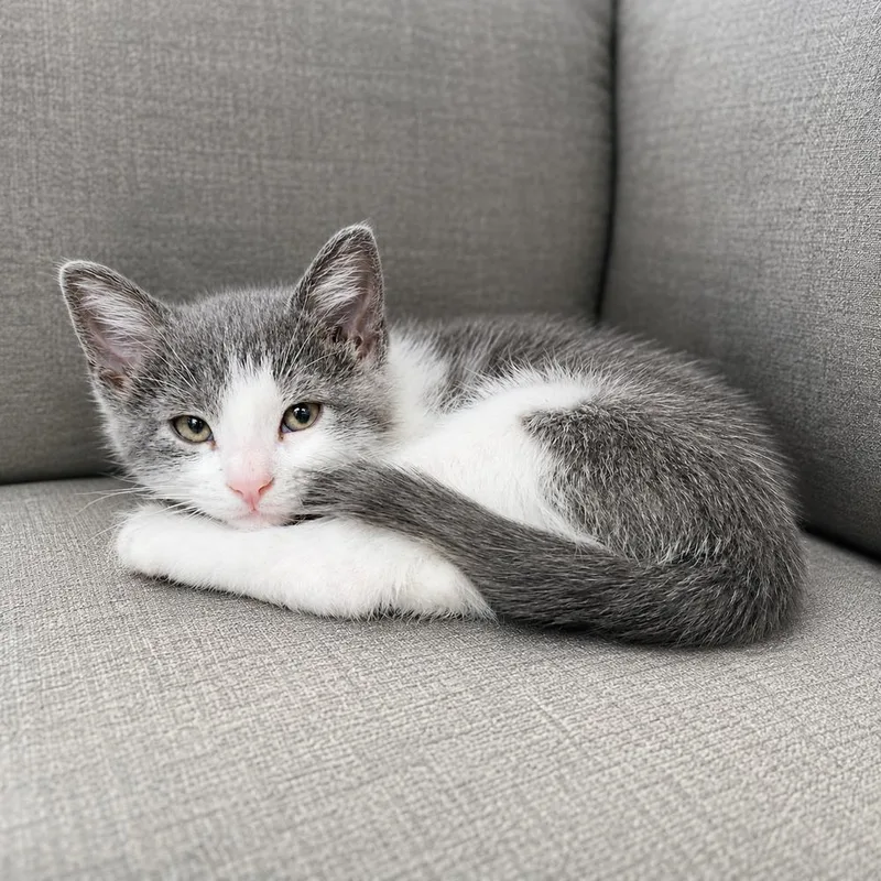 A baby small-sized female Gray & White Domestic Short Hair cat named Heidi for adoption in Homer Glen, IL