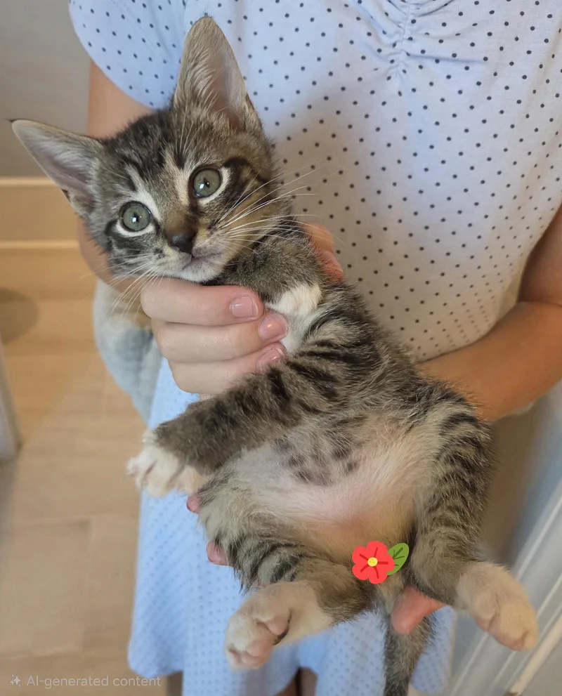 A baby small-sized male Domestic Short Hair cat named Pepperoni for adoption in Pittsboro, NC