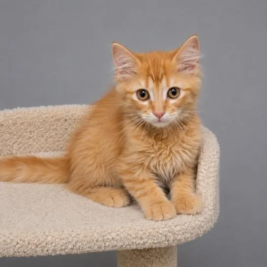 A baby small-sized male Orange / Red Domestic Long Hair cat named Franklin for adoption in Andover, MN