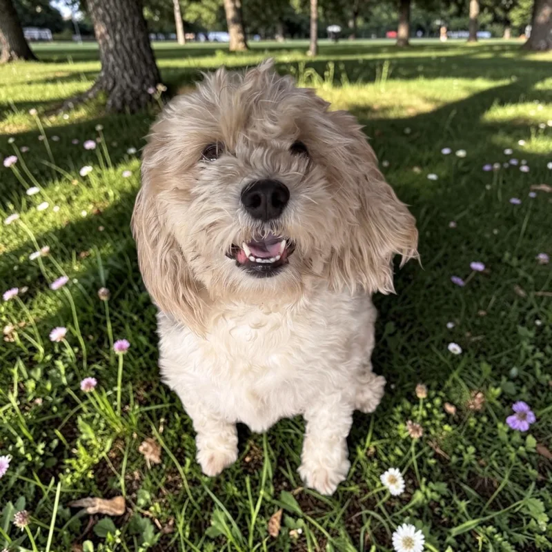 A young small-sized female Gray / Blue / Silver Shih poo dog named Bella for adoption in Semmes, AL