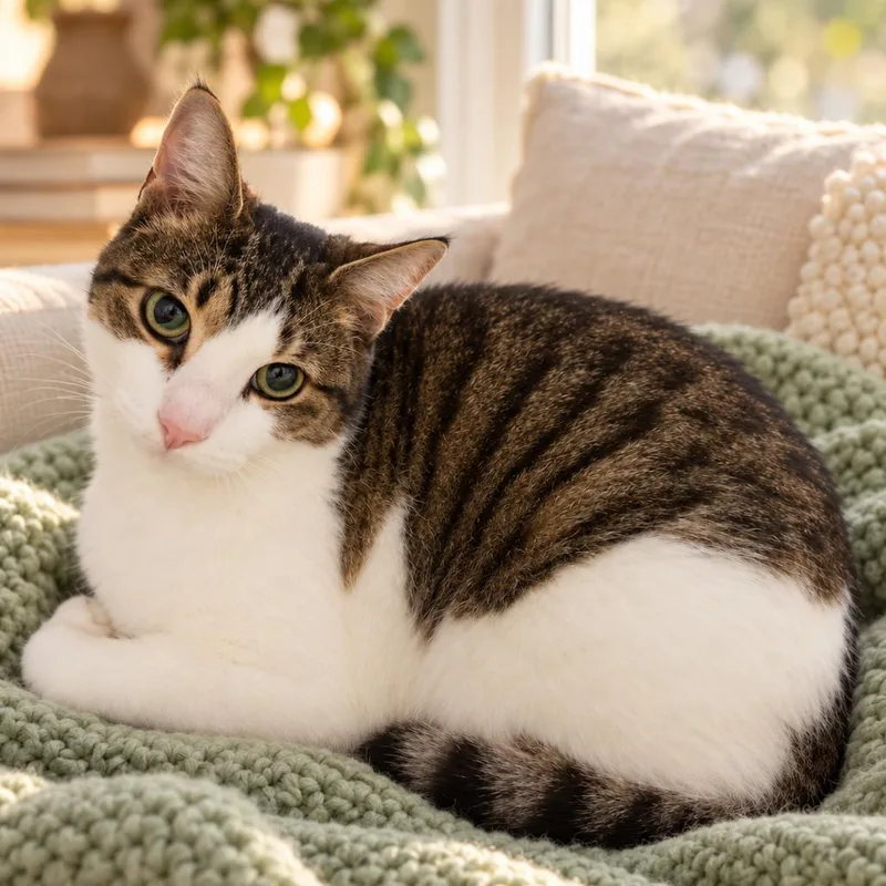 A young medium-sized male White Domestic Short Hair cat named Posey Joe for adoption in Yanceyville, NC