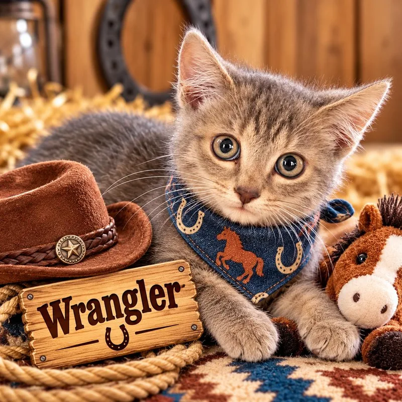 A baby small-sized male Domestic Short Hair cat named Wrangler for adoption in Oakdale, CA