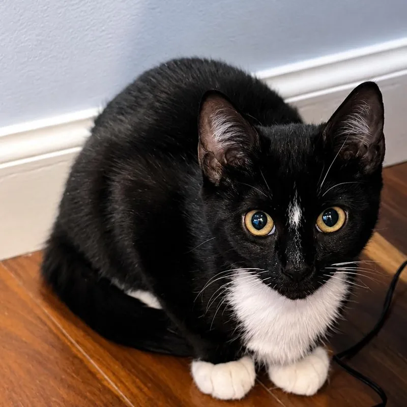 A baby small-sized male Black Domestic Short Hair cat named Jokes for adoption in Hopkinton, MA