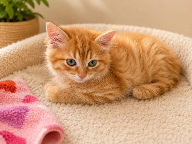 A baby medium-sized female Orange / Red Domestic Long Hair cat named Apricot for adoption in Santa Cruz, CA