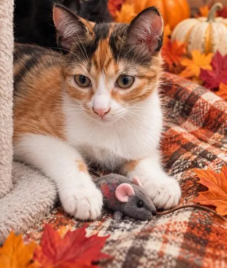 A baby small-sized female Calico Domestic Short Hair cat named Cali for adoption in Liverpool, TX