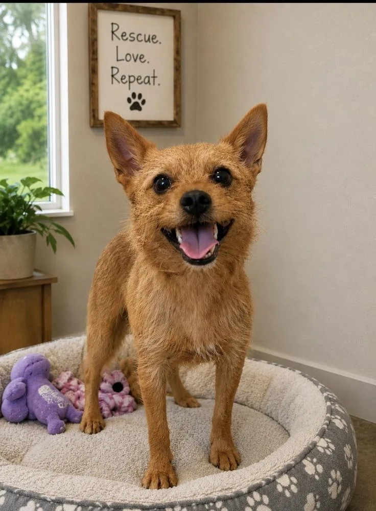 An adult small-sized male Terrier dog named Cheeto for adoption in Cedartown, GA