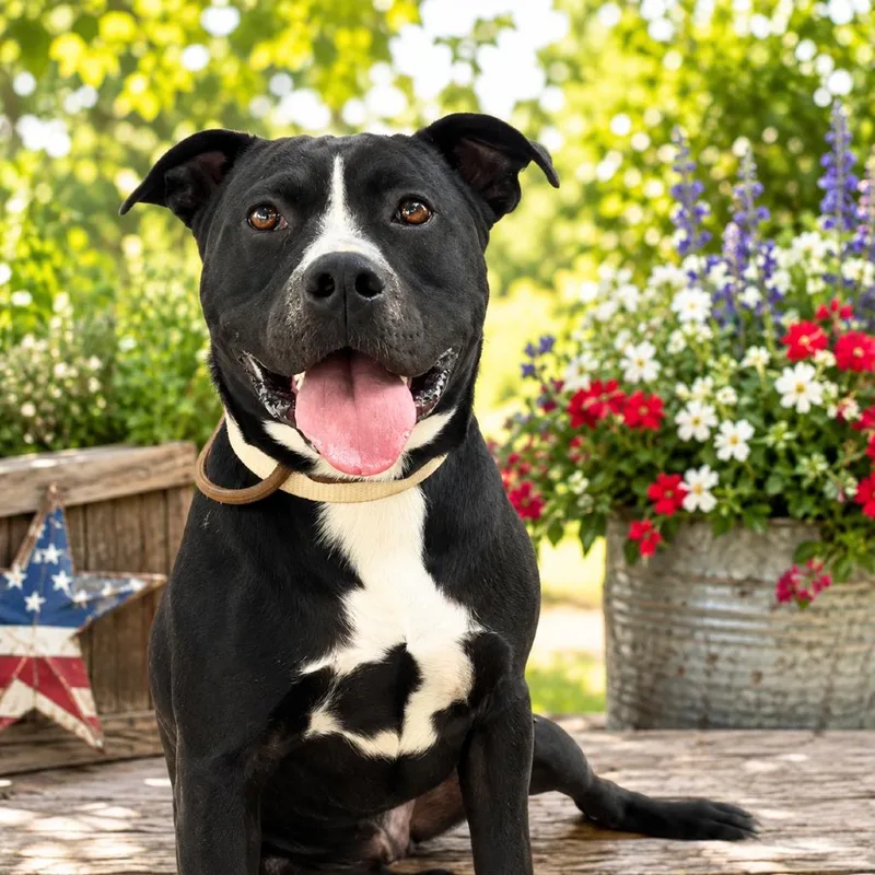 An adult medium-sized male Black Pit Bull Terrier dog named Brad for adoption in Pulaski, TN