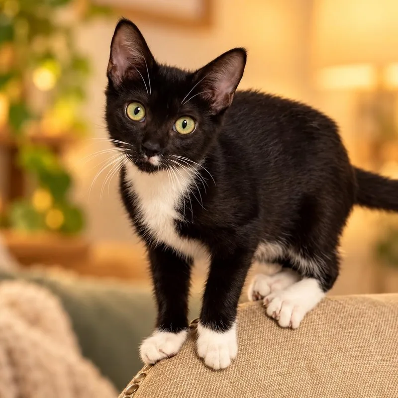 A baby small-sized female Black Domestic Short Hair cat named Miracle for adoption in Tampa, FL