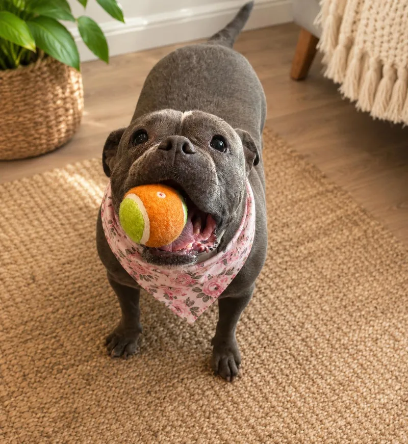 An adult medium-sized female Gray / Blue / Silver American Bully dog named Dior for adoption in Phoenix, AZ