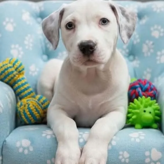 A baby medium-sized male Gray / Blue / Silver Pit Bull Terrier dog named Bluey for adoption in Tylertown, MS