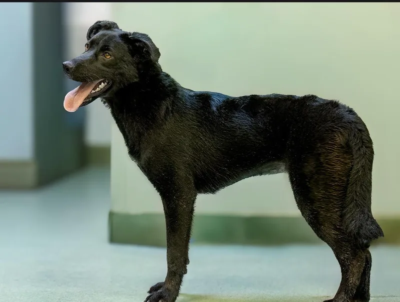 A baby medium-sized female Black Labrador Retriever dog named Billie for adoption in Tomball, TX