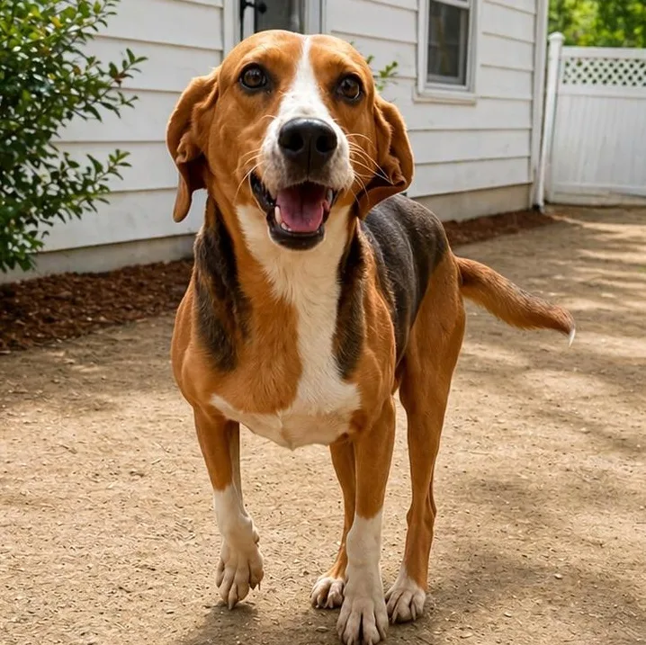 An adult medium-sized female Beagle dog named Catherine for adoption in Carmel, NY