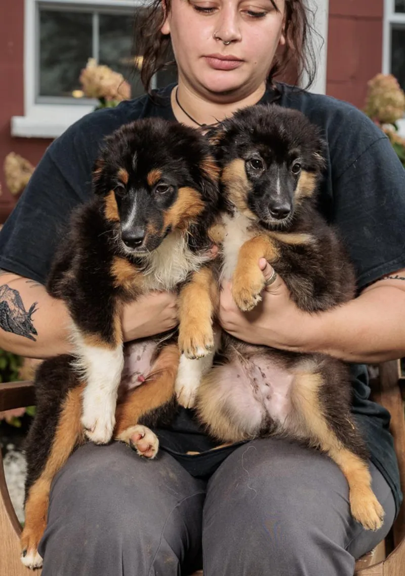 A baby medium-sized male Australian Shepherd dog named Bruce And Herbie for adoption in Chester Springs, PA