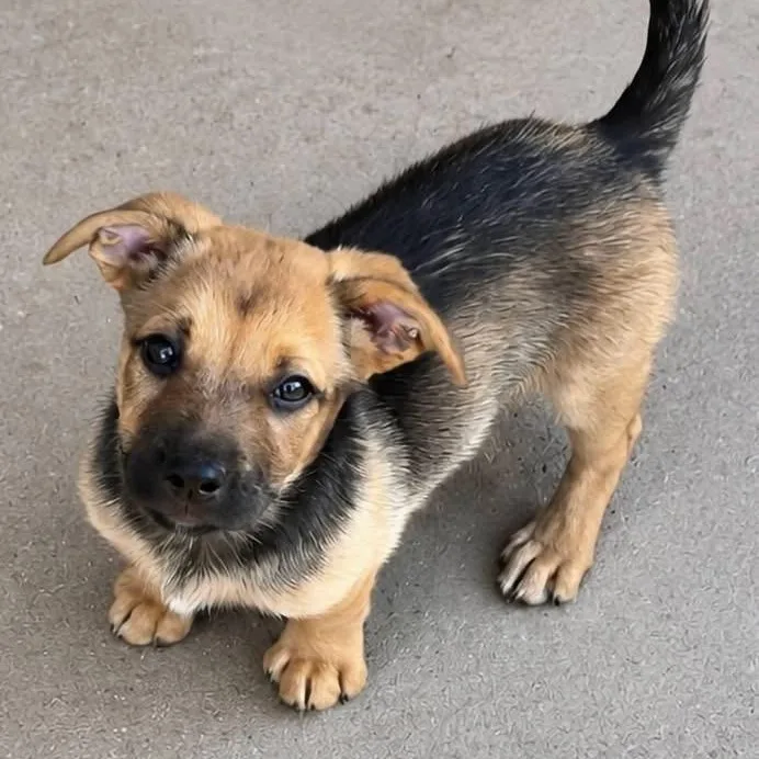 A baby medium-sized male Black Mixed Breed dog named Harley for adoption in Brewton, AL