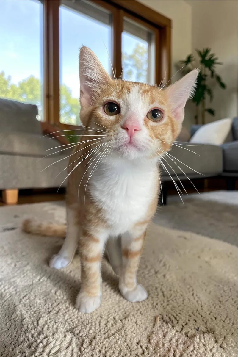 A baby medium-sized male Orange & White Domestic Short Hair cat named Thumper for adoption in Champaign, IL