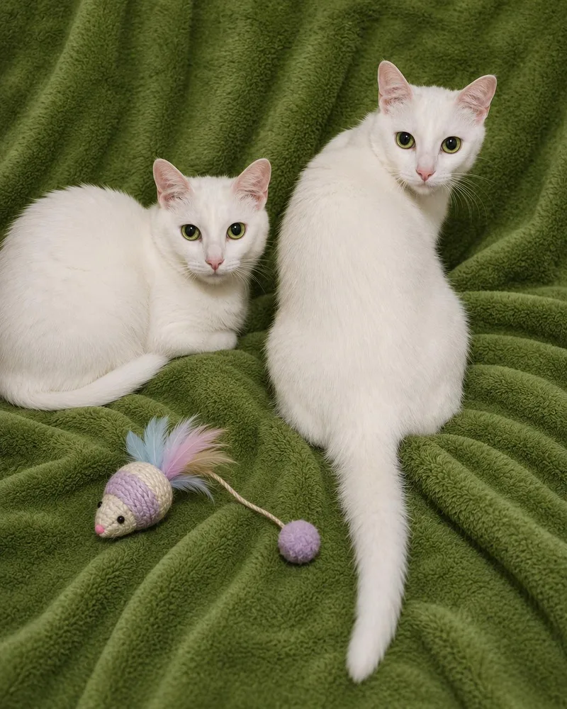 A young medium-sized female White Domestic Short Hair cat named Snowy And Frosty for adoption in Copley, OH