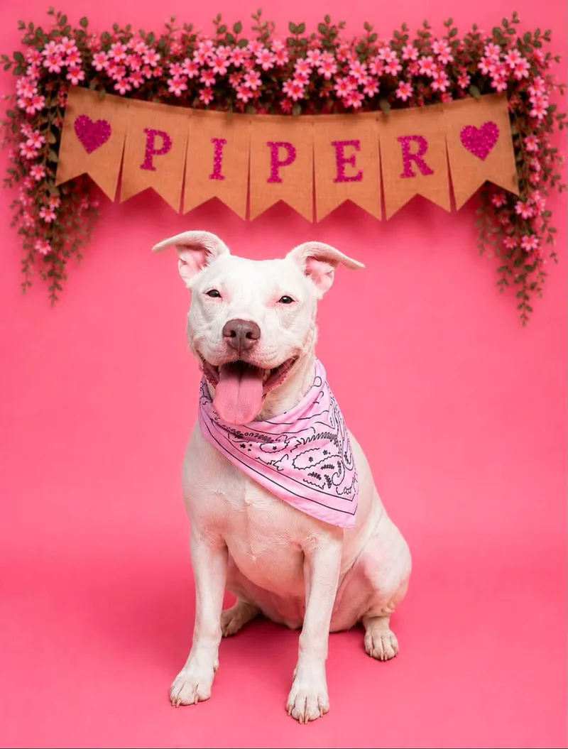 An adult medium-sized female White / Cream Mixed Breed dog named Piper for adoption in Sumter, SC