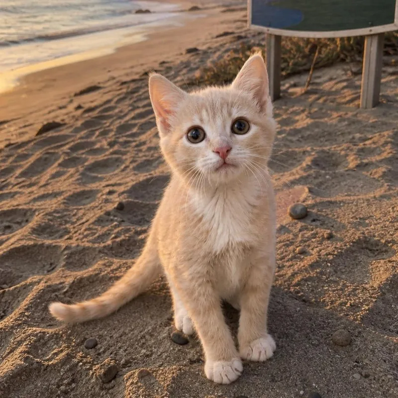 A baby small-sized female Cream / Ivory Domestic Short Hair cat named Parmesan for adoption in Inman, SC