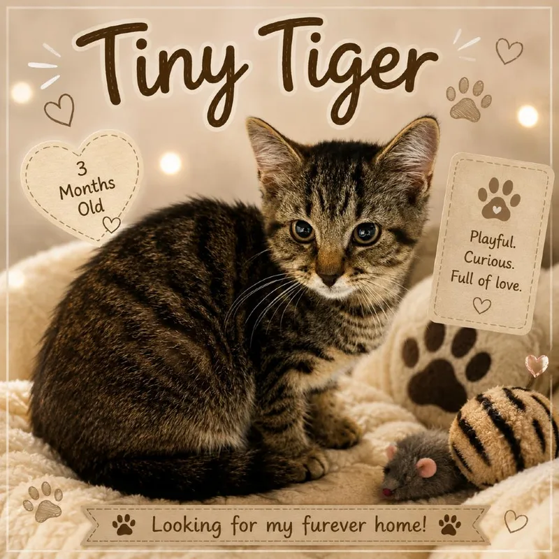 A baby small-sized male Brown / Chocolate Domestic Short Hair cat named Tiny Tiger for adoption in Waldorf, MD