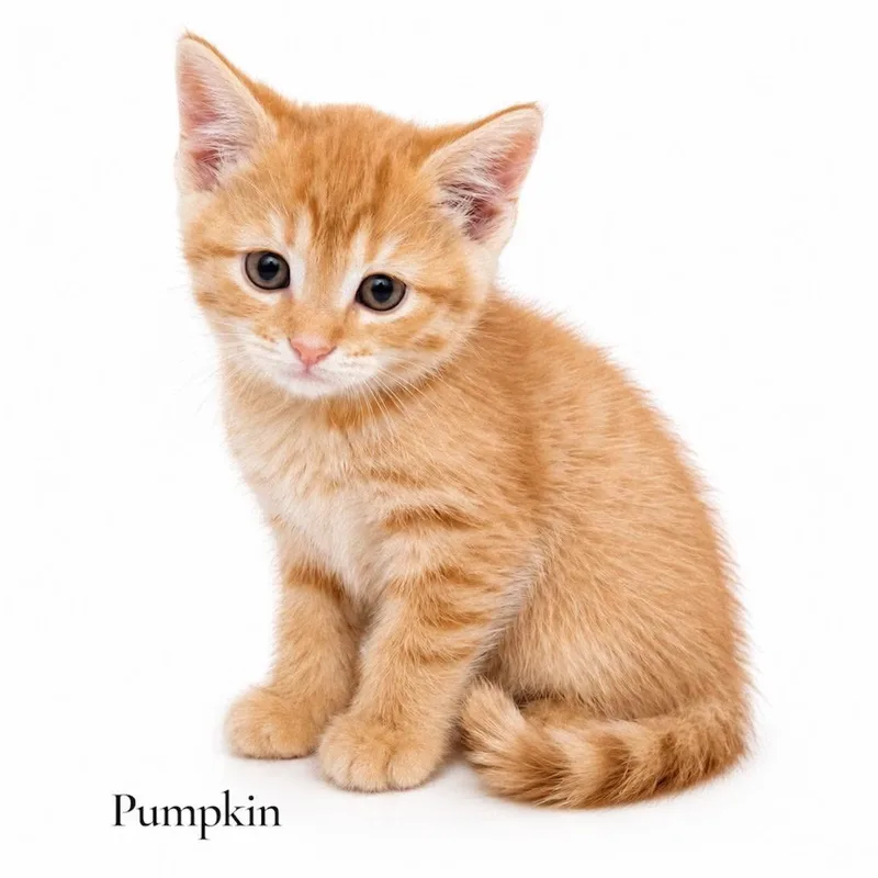 A baby medium-sized male Tabby (Orange / Red) Domestic Short Hair cat named Pumpkin for adoption in Stevensville, MI