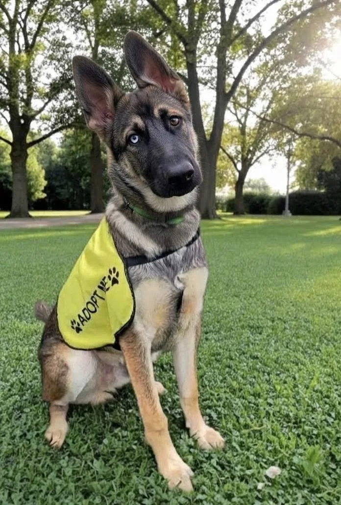 A young large-sized male Bicolor German Shepherd Dog dog named Kooger for adoption in Olympia, WA