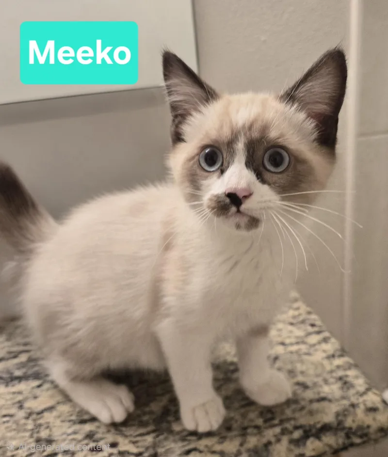 A baby large-sized male Ragdoll cat named Meeko for adoption in Fullerton, CA