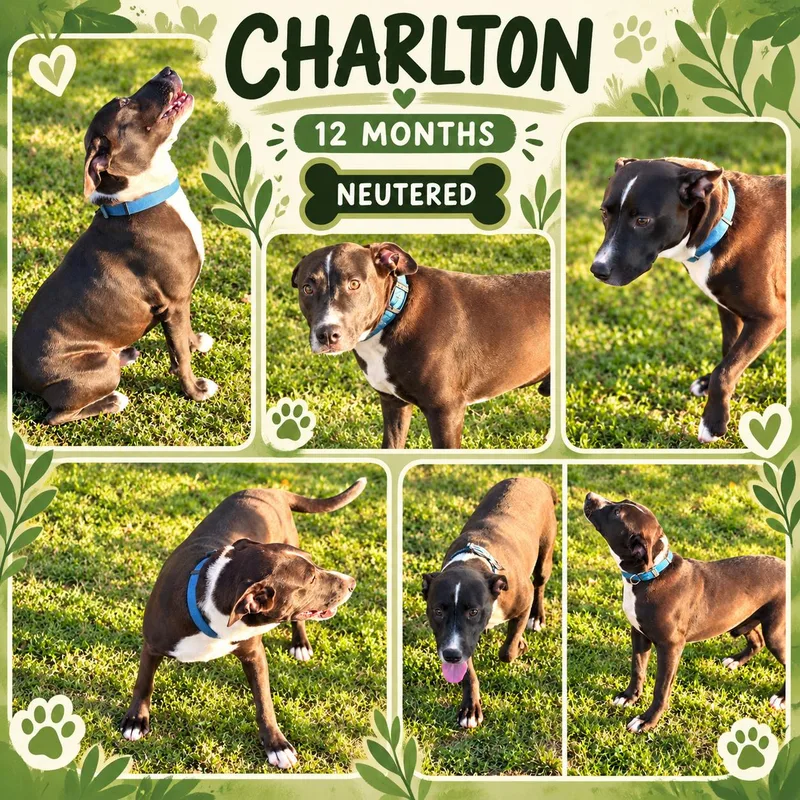 A young medium-sized male Boxer dog named Charlton for adoption in Jackson, TN