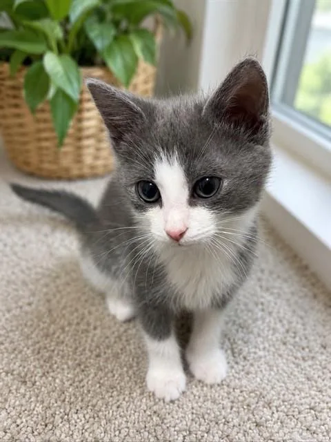 A baby small-sized female Domestic Short Hair cat named Stormy for adoption in Statesville, NC
