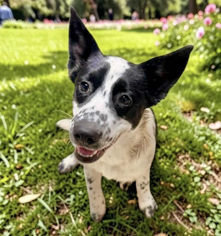 A baby medium-sized female White / Cream Border Collie dog named Lamb for adoption in Austin, TX