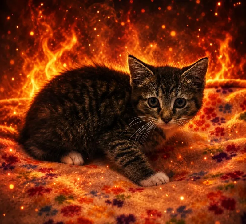 A baby small-sized female Domestic Short Hair cat named Burn for adoption in Washington Court House, OH
