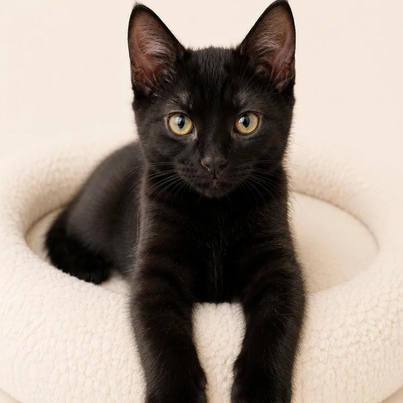 A baby small-sized female Black Domestic Short Hair cat named Wren for adoption in Redwood Falls, MN