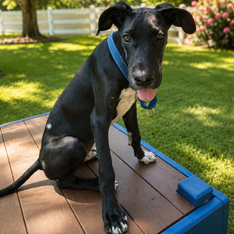 A baby extra large-sized male Black Great Dane dog named Ace for adoption in Sarasota, FL
