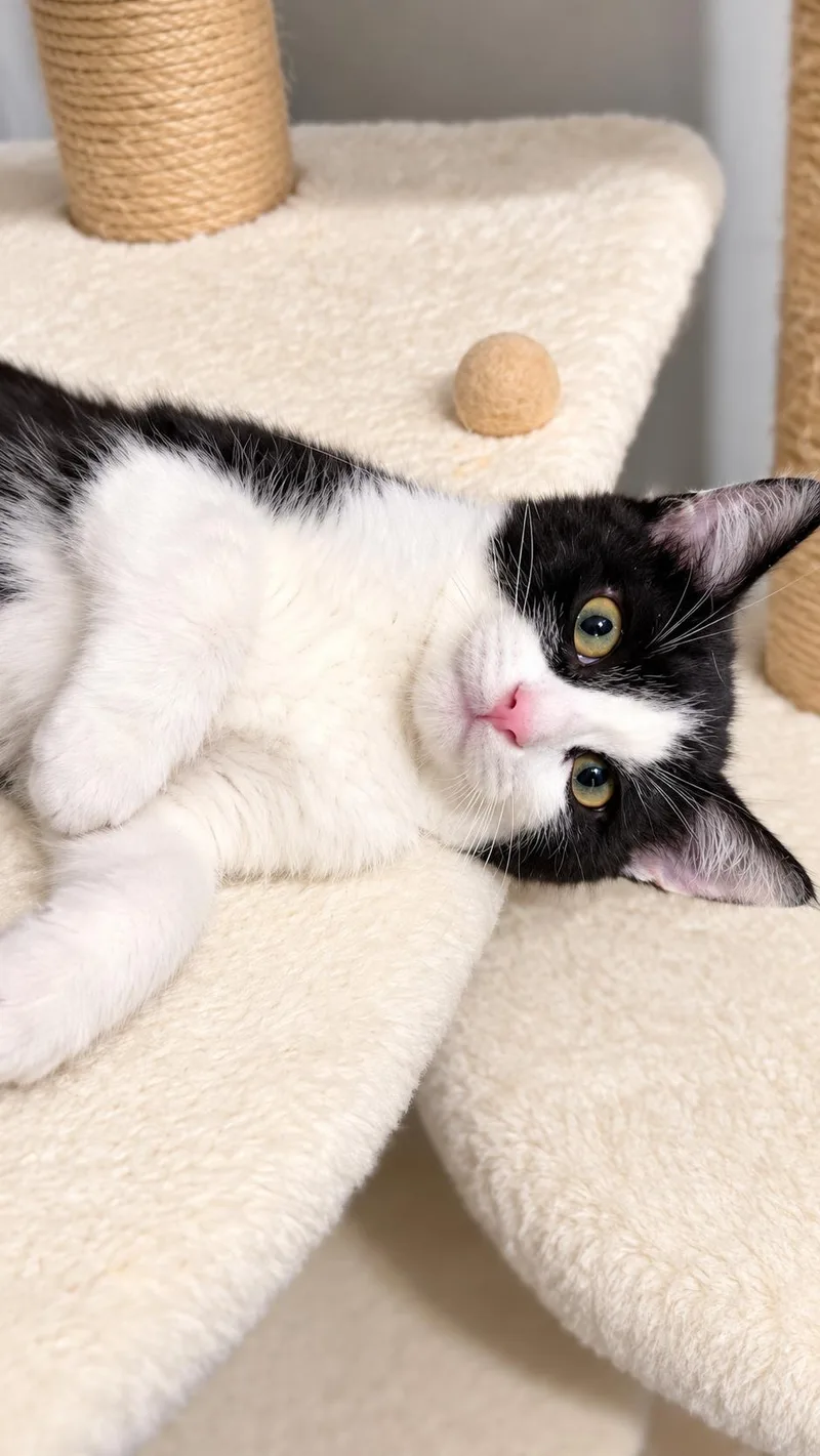 A baby medium-sized male Domestic Short Hair cat named Snickers for adoption in Rio Linda, CA