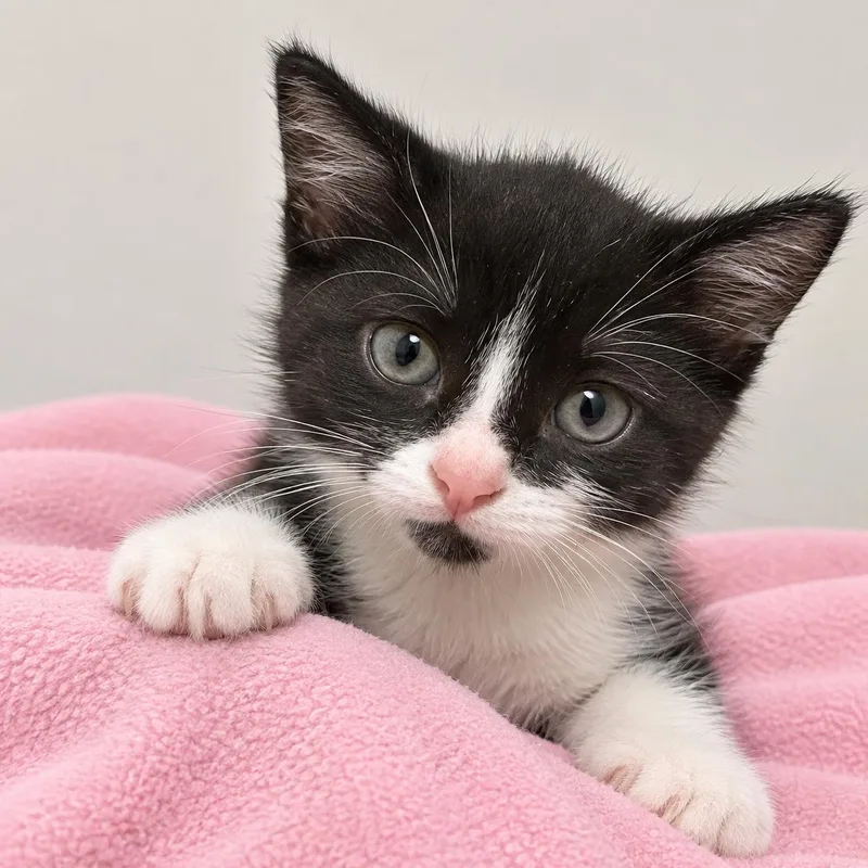 A baby small-sized female Black & White / Tuxedo Tuxedo cat named Dumpling for adoption in Myrtle Beach, SC