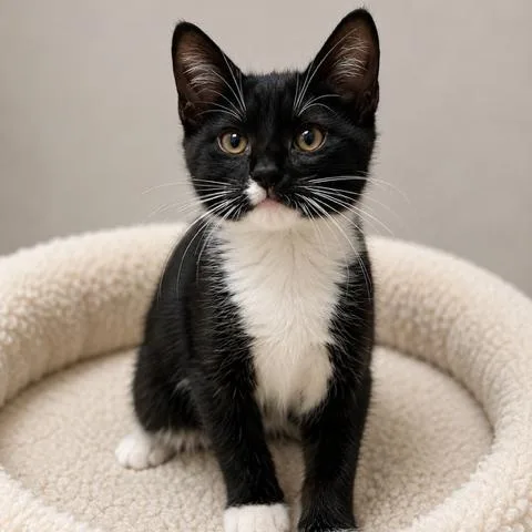 A baby medium-sized male Black & White / Tuxedo Domestic Short Hair cat named Travis Tritt for adoption in Cranston, RI