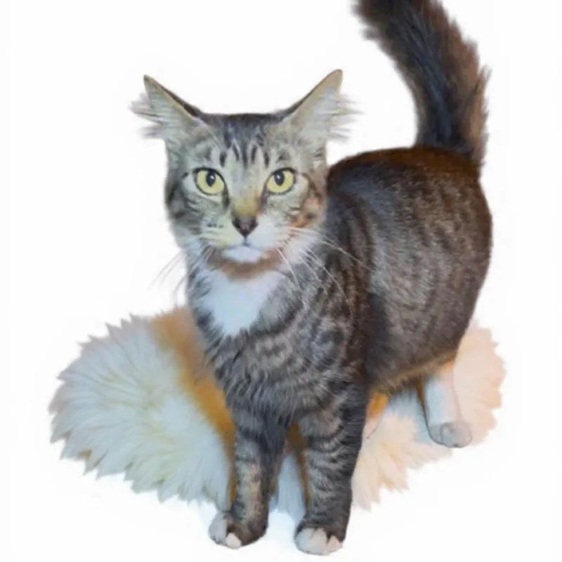 A young small-sized female Brown / Chocolate Domestic Medium Hair cat named Emmie for adoption in Pacific Palisades, CA