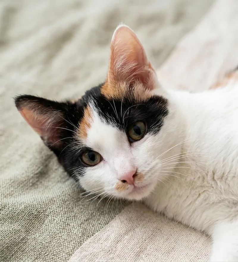 A baby medium-sized female Calico Domestic Short Hair cat named Gala for adoption in Whitestown, IN